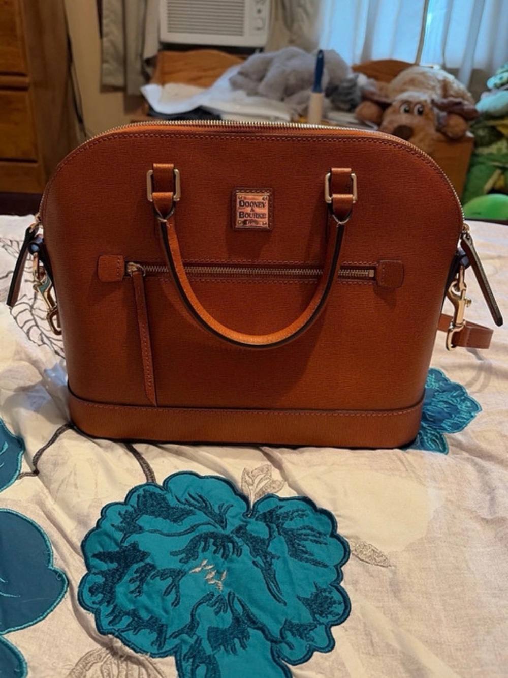 dooney & bourke leather saffiano domed zip satchel